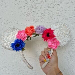Disney Parks Pixar Coco Lace Floral Crown Minnie Mouse Ears Headband.